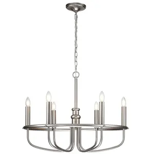KICHLER Lustre capitol hill E14 6x40W acier nickel brossé H:55,9cm L:73cm dimmable pas cher
