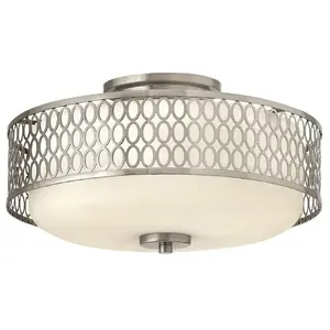 HINKLEY/ FREDRICK RAMOND Plafond Jules E27 40W Steel, verre Nickel Brossed B: 38,3 cm Ø38.3 cm Dimmable pas cher
