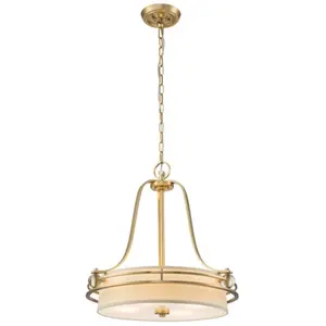 QUOIZEL Lampe suspendue Gotham E27 100W en verre, verre, crème parapluie Brackage en laiton L: 58,4 cm B: 58,4 cm Ø58.4 cm Hauteur dimmable réglable pas cher