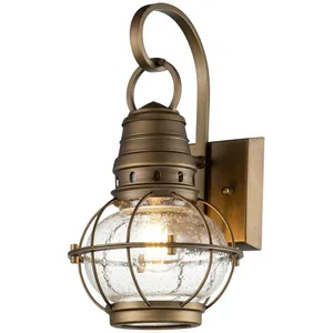 Comparateur de prix : KICHLER Lampe murale Bridgepoint E27 40W IP44 Aluminium, verre en verre Laiton naturel l: 20,7 cm b: 17,8 cm Ø17,8 cm