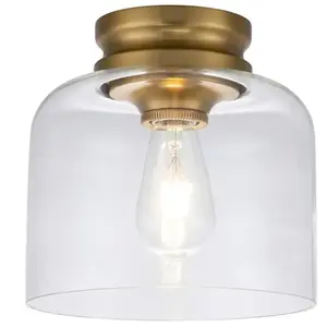 FEISS Plafond hounslow e27 40W Steel, verre transparent Brüniert b: 22,9 cm Ø22.9 cm Dimmable pas cher