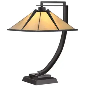 QUOIZEL Lampe de table pomeroy 1xE27 60W acier western bronze, verre artificiel H:54,8cm L:33cm dimmable pas cher