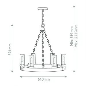 Hinkley LED Kroonluchter | 6X E27 Max 40W | IP44 | Sequoia wood effect with rust Iron accents & Clear
