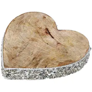 HEART OF THE HOME Décoration de Noël en bois Coeur Natural - Argent pas cher