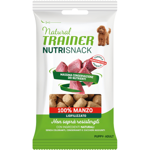 Lot économique : 20x20g Natural Trainer Nutri Snack Bouchées lyophilisées Puppy & Adulte Boeuf Friandises pour chiens pas cher