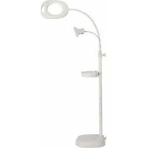 PURElite Lampadaire loupe LED, Lampe de Table Ajustable, Blanc, intensité variable, porte-cartes, plateau d'accessoires pas cher