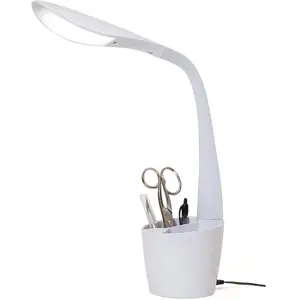 PURElite Lampe de bureau LED, portable, lecture, artisanat, lampe de travail, blanc, rangement d'accessoires