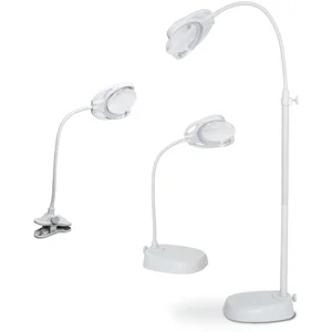 PURElite Lampadaire Loupe LED, Lampe de Table Ajustable, Blanc, Alimentation Secteur ou Batterie pas cher