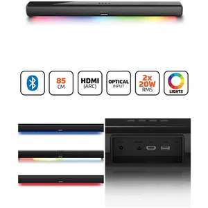 Lenco Barre de son 85cm 40W RMS Bluetooth HDMI LED lights entrée AUX E... pas cher