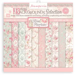 STAMPERIA Set de 10 feuilles de papier scrapbooking 'Rose Parfum - Maxi Backgrou... pas cher
