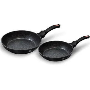 Berlinger Haus Black Rose Lot de 2 Poêles à Frire Induction 22-26cm, Aluminium, Antiadhésif Écologique Marbre sans PFOA, Design Élégante, Convient à Toutes les Cuisinières Vitrocéramique Gaz