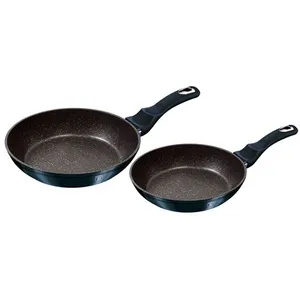 Berlinger Haus Aquamarine Lot de 2 Poêles à Frire Induction 22-26cm, Aluminium, Antiadhésif Écologique Marbre sans PFOA, Design Metallic Line, Convient à Toutes les Cuisinières, Vitrocéramique, Gaz