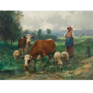 D-Toys Dupre - Herderin met kudde (1000 stukjes, kunst puzzel) pas cher