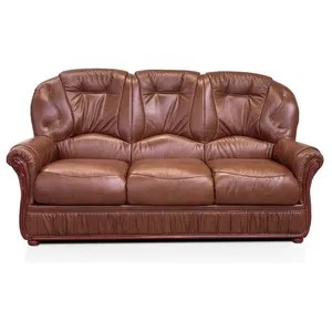 VENTE-UNIQUE Canapé fixe 3 places en cuir de buffle - DAPHNE - Marron Chocolat - 183x91x97cm pas cher