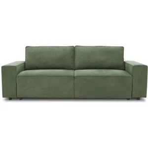 CASAPY Canapé convertible 3 places JOSH - Tissu Loft Olive - Coffre de rangement - L 239 x P 117 x H 65 cm pas cher