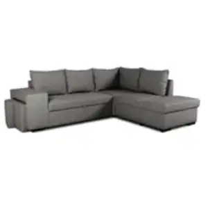 CASAPY Canapé d'angle convertible réversible 4 places MITCHELL - Tissu Anthracite - L 247 x P 91 x H 205 cm - Coffre de rangement pas cher