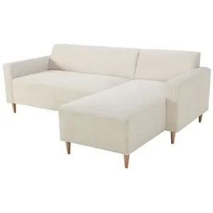 CASAPY Canapé d'angle réversible - 3 places - BOB - Velours cotelé - Ecru - 1... pas cher