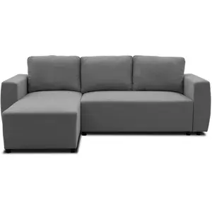 CASAPY Canapé d'angle convertible réversible 3 à 4 places - PHARELL - Tissu anthracite - Coffre de rangement - L 224 x P 155 x H 85 cm pas cher