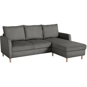 CASAPY Canapé d'angle fixe - 3 places - CHIPY - Tissu Lincoln Anthracite - Pi... pas cher