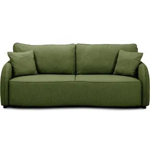 CASAPY Canapé convertible BARI 3 places - Tissu olive - Coffre de rangement -... pas cher