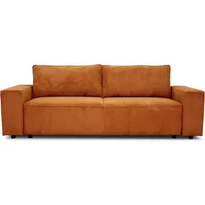 CASAPY Canapé fixe 4 places - JOSH - Velours cotelé terracotta - 241 x 86 x 88 cm pas cher