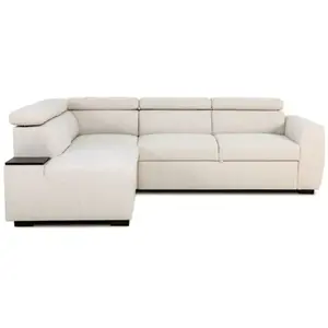 CASAPY Canapé d'angle convertible réversible - 4/5 places - KELIO - Tissu Beige - 3 tétières - 245 x 184 x 77/87 cm pas cher