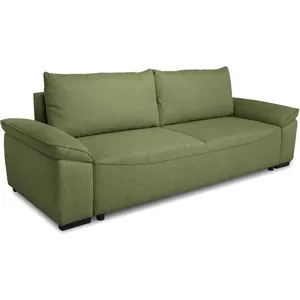 CASAPY Canapé convertible avec coffre - 3 à 4 places - NORMAN - Tissu olive -... pas cher