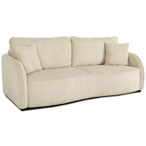 CASAPY Canapé convertible 3 places - BARI - Velours cotelé - Perle - Coffre d... pas cher