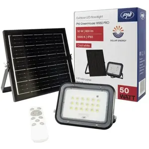 Comparateur de prix : Projecteur Led Pni Greenhouse Ws50 Pro 50w Avec Panneau Solaire 6w, 5000mah, 800lm, Télécommande, 6500 K, Ip65