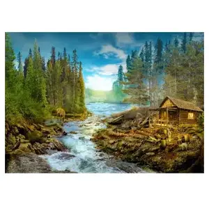 Enjoy Puzzle A Log Cabin by the Rapids Puzzle-1605 pas cher