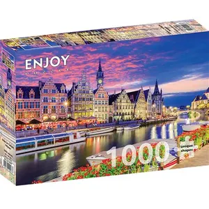 Puzzle 1000 pièces ENJOY - Gand au crépuscule, Belgique pas cher