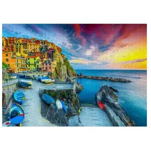 Puzzle 1000 pièces ENJOY - Port de Manarola au coucher du soleil, Cinque Terre, Italie pas cher