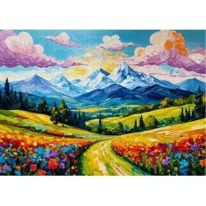 Enjoy Puzzle - Bloemrijke Vallei [ Flowered Valley ] - Generatieve Kunstmatige Intelligentie - 1000 stukjes 68×48cm (H×B) - AI Puzzels voor volwassen - Enjoy-2363 pas cher