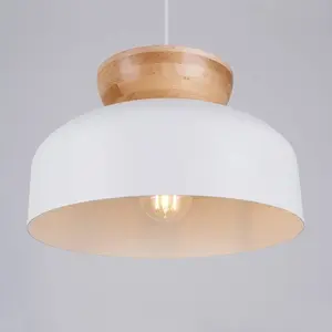 Pendentif Marion bois/acier 1xE27 29.5cm Sollux pas cher