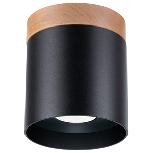SOLLUX Plafonnier RIF GU10 1 x max.10W LED bois naturel/noir H: 14cm Ø12cm dimmable pas cher
