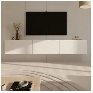 PETITS MEUBLES Meuble TV suspendu 3 portes 180x35x29,6 cm blanc - DALLYN pas cher