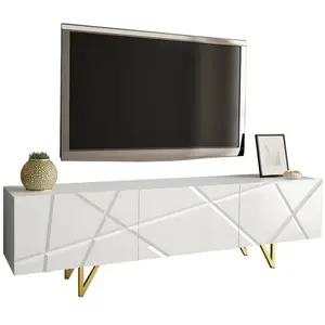Meuble TV - Meuble TV Merced M100  471004 - Blanc - 180x52x37cm pas cher