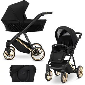 Kunert, Poussette, Ivento Premium Gold Deep Black 2-en-1 (0 Mois - 3 Années)