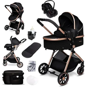 GaGaDumi SoHo poussette combinée 3-en-1 i-Size nacelle & siège auto ultra légère 7 kg certifiée TÜV avec accessoires Noir pas cher