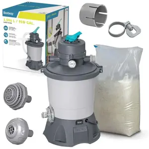 Pompe à sable pour piscine - BESTWAY - 3596 l/h - Sable 25 kg inclus - Réservoir anticorrosion - Vanne à 6 positions