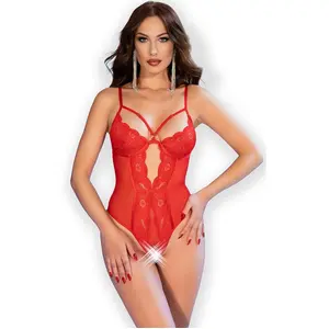 Chilirose - Cr 4689 Bodysuit Crotchless Red Xl