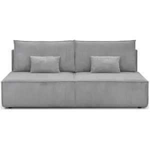 HOMIFAB Canapé convertible 3 places avec coffre de rangement en velours côtelé gris clair - Milla pas cher