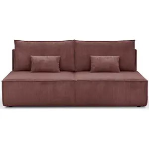 HOMIFAB Canapé convertible 3 places avec coffre de rangement en velours côtelé vieux rose - Milla New pas cher