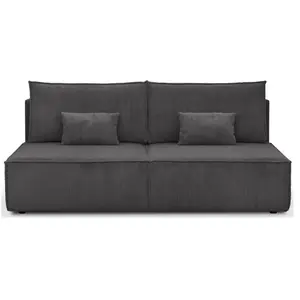 HOMIFAB Canapé convertible 3 places avec coffre de rangement en velours côtelé gris anthracite - Milla New pas cher