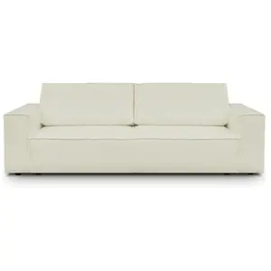 HOMIFAB Canapé convertible 3 Places avec coffre de rangement en tissu bouclette écru - Harper