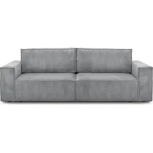 HOMIFAB Canapé 3 places convertible avec coffre de rangement en velours côtelé gris clair - Harper New