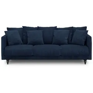 Canapé droit fixe 4 places - Tissu bleu - Classique - L 212 x P 93 cm ... pas cher