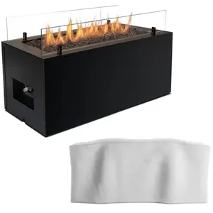 Brasero Gaz Exterieur - Planika Rio - 70 cm - Noir - Pierres de laves pas cher