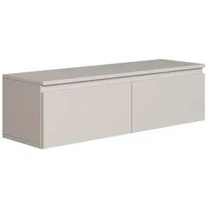 SELSEY Meuble TV 2 portes -suspendu - BEMMI- 100 cm - greige pas cher