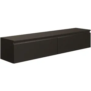 SELSEY Meuble TV 2 portes -suspendu - BEMMI- 150 cm - noir pas cher